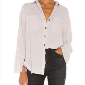 We the Free Venice Button-down Linen/Cotton Top  in Sand Size X-Small